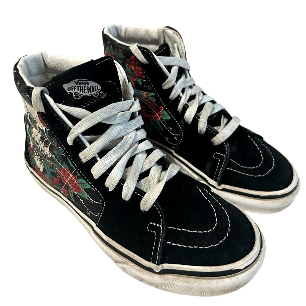 Vans Unisex Youth SK8 Rose Skull Hi Top Suede Sneaker Boys 3.5 / Girls 5 - Picture 6 of 16